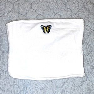 Cute Butterfly White Tube Top from HOLLISTER SIZE:XS In the color WHITE